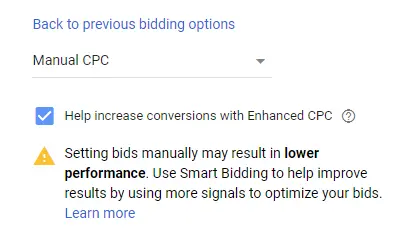 Removal and replacement of columns in Google Ads 2 manual cpc